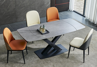 Ensemble de table à manger ronde de luxe extensible en céramique, mobilier de salon moderne et luxueux