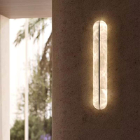 JYLIGHTING Applique murale de galerie de luxe à lumière chaude en pierre d'albâtre veinée fendue verticale, style moderniste français, pour hôtel Belmond