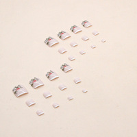 F055 Vente en gros 24 pièces/boîte Faux ongles courts en acrylique à demi-couverture, à presser, personnalisables