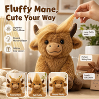 Peluche Vache des Highlands Douce et Moelleuse avec Boîte Cadeau, Jouet en Peluche à Poils Longs pour Décoration de Bureau, Vente en Gros