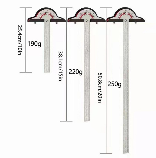 Protractor Angle Finder Woodworkers T Square Straight Edge Inch Ruler Multi Function Angle Measure Tool Woodworking Metal Ruler