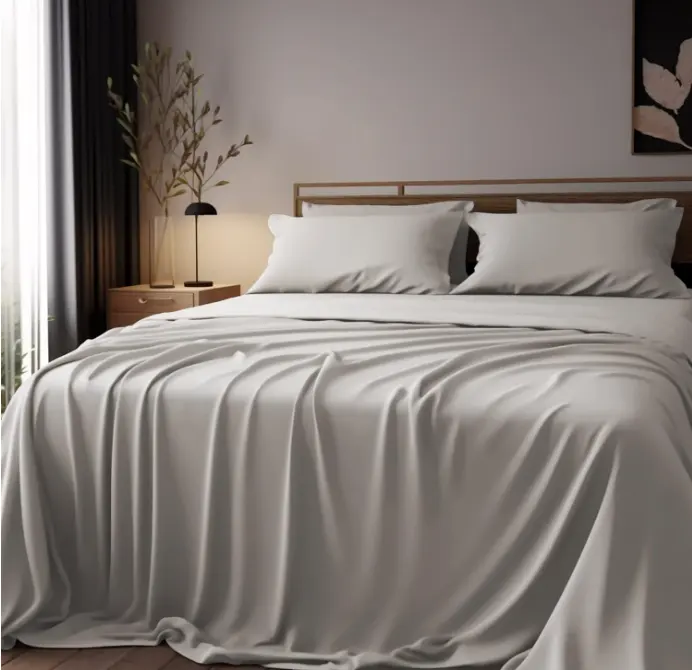 Bamboo Sheets King Size Bed Sheets 4-Pcs Set - 100% Organic Bamboo Viscose 400 Thread Count Percale Luxuriously Soft Sheet Set