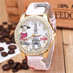 Montre vintage Tour Eiffel <span class=keywords><strong>Paris</strong></span> pour femmes Montre-bracelet à quartz Montre habillée pour femmes Montre-bracelet en cuir Mode Montres-bracelets pour femmes Reloj Mujer - Product Image 2
