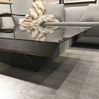 Table basse mobile en pierre de style nordique moderne pour salon, diamants, pyramide inversée, cube noir et blanc, table basse en marbre