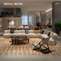 Fauteuil Sling de Luxe Riviera Chilienne en Placage de Chêne Blanc, Cadre Pliant, Chaise de Loisirs Décorative Moderne pour Intérieur de Villa Haut de Gamme