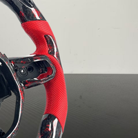 Volant YZ personnalisé à fond plat avec LED rouges et poignées en fibre de carbone forgée, compatible avec l'intérieur des Lamborghini Huracan et Urus