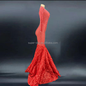<span class=keywords><strong>Robe</strong></span> de mariée de forme sirène, rouge, paillettes, Floral, Simple, robes de <span class=keywords><strong>Cocktail</strong></span>, tenue de soirée de luxe, pour femmes, élégante - Product Image 3