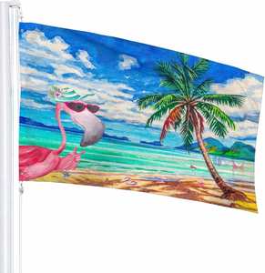 Bandera de Flamingo 3x5 pies con ojales para exteriores, decoración de palmeras para interiores, hogar y jardín, cartel festivo para primavera y verano - Product Image 2