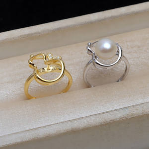 Bague ouverte en argent S925 Wenchi, motif gourde, réglable, pour perles de 7-10 mm, avec support vide, référence 16758, composants de bijouterie, Chine - Product Image 1