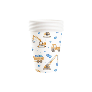 DAMAI INS - Juego de Vajilla Desechable de Papel con Diseño de Camión Azul y Rosa para Fiestas de Cumpleaños, Platos, Vasos y Servilletas - Product Image 6