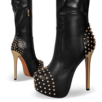 Bottines à talons hauts et plateforme pour femmes - Bottines à talons aiguilles au-dessus du genou