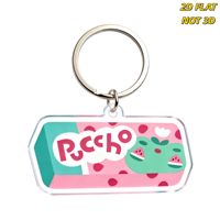 Porte-clés en acrylique Puccho Pastèque & Pois, pendentif rectangulaire double face avec anneau métallique, accessoire mignon sur le thème de l'été