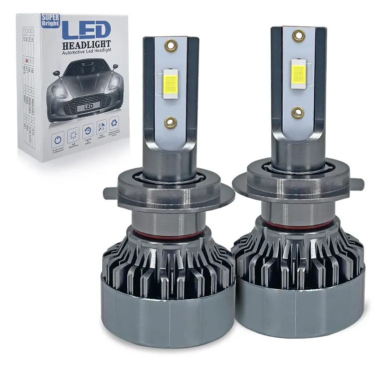 Lâmpada LED H4 para farol de carro, lâmpada LED H1 H7 H8 H11 Hb3 Hb4 60w, lâmpada com flash de 4 cores, lâmpada principal de carro, 12v 24v
