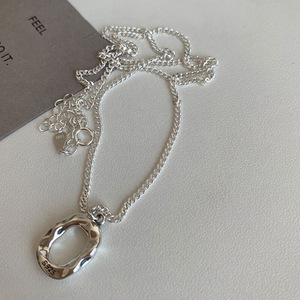 S925 Sterling Silver Irregular <b>Ring</b> Pendant <b>Necklace</b> Minimalist Clavicle Chain For Women Everyday Wear - Product Image 4