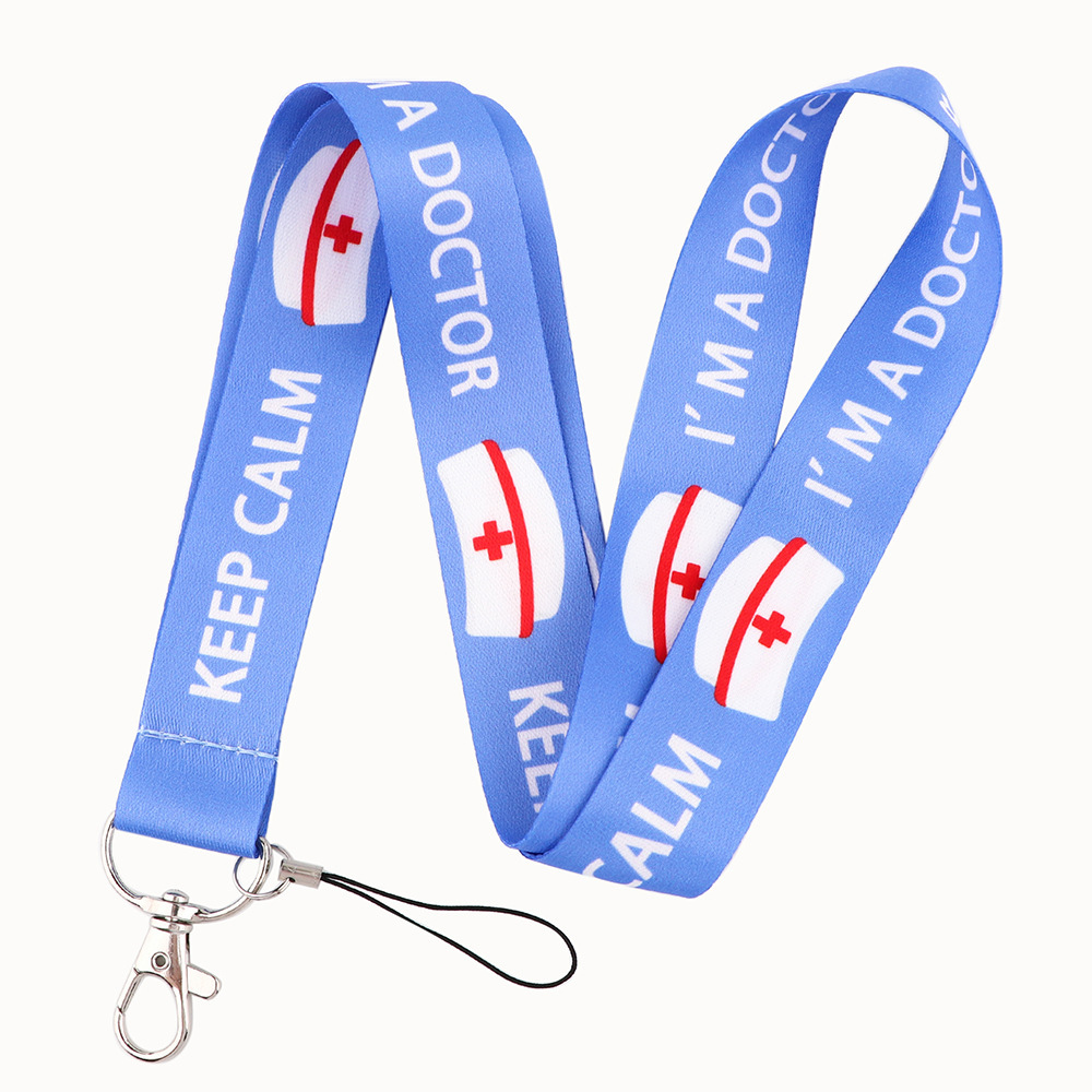 Anti-Lost Accessories Lovely Cartoon Doctor Nurse Pill Design Lanyards Portable Worker ID Card Case Cover Neck Lanyard Custom Image 3