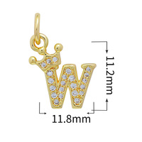 Colgante de Letra Inicial de la A a la Z, Chapado en Oro, con Corona de Latón y Circonita Cúbica, para la Creación de Joyería Infantil