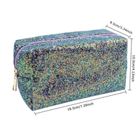Pochette cosmétique tendance en PU brillant et coloré avec fermeture éclair étanche, sac à main, étui de rangement pour les voyages