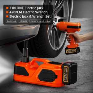Martinetto Elettrico a Batteria al Litio da 5 Tonnellate, Kit Riparazione Auto 3 in 1 con Avvitatore a Impulsi, Gonfiatore Pneumatici e Luce LED, Sollevatore Auto Portatile - Product Image 4