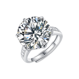 KARATS Bague Circulaire pour Femme en Argent S925 Plaqué Or, Sertie de Moissanite Taille Brillant 10 Carats, Sertissage à Griffes, Design Libre - Product Image 1