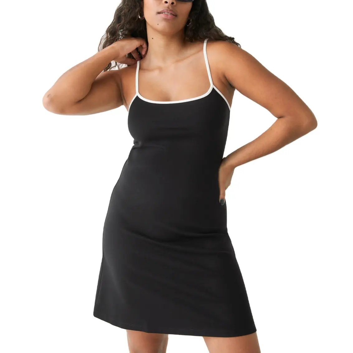 Women Clothing Dress Contrast Fitted Sleeveless Strappy Mini Dress Women Sample Style Women's Summer Dress