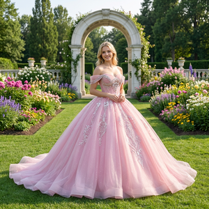 Robe de bal rose hors de l'épaule princesse chérie robes de Quinceanera Lsmc10 - Product Image 1