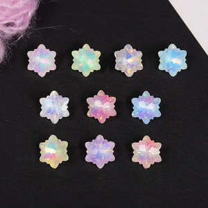 Strass en verre cristal flocon de neige à dos plat, colorés, pour accessoires de nail art DIY, effet bling-bling - Product Image 3