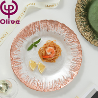Assiette en verre de cristal de Style nordique occidental plat motif créatif écologique maison salade Dessert fruits fête nourriture nouveau modèle