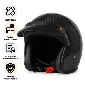 Casque de moto trois-quarts en fibre de carbone brillante, haute résistance, pour motards de <span class=keywords><strong>scooter</strong></span> et cyclomoteurs - Product Image 1