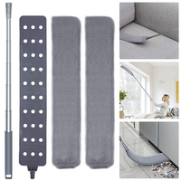 Nettoyeur de poussière rétractable pour espaces étroits, 2 chiffons microfibres, long manche, pour sous les appareils électroménagers, meubles, canapé, réfrigérateur, brosse dépoussiérante lavable