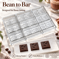 Moule carré fin en polycarbonate personnalisé pour barres chocolatées, tablettes de dégustation, bonbons, outil de pâtisserie et de confiserie