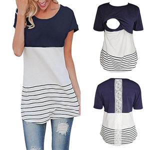 Camisetas de Maternidad Suaves de Algodón, Camisetas de <span class=keywords><strong>Lactancia</strong></span> de Manga Corta para Verano, Camisetas de <span class=keywords><strong>Lactancia</strong></span> para Después del Parto - Product Image 1