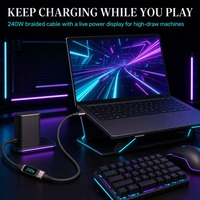 Câble USB-C vers USB-C tressé en nylon 240W pour gaming, charge rapide PD 3.1 avec affichage de puissance pour ordinateur portable, prix de gros en vrac