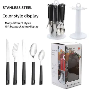 Manufacture Wholesale Stainless Steel Flatware Set with Plastic Handle Cutlery Spoon Fork Knife Teaspoon