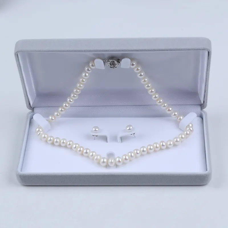 Manufacture Pearl Market Elegant Fashion Real Natural Button Freshwater Pearl Jewelry Set