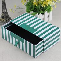 Caja de Regalo Rígida con Cajón Deslizable Grande y Estampado de Cruce de Cebra, con Cinta, para Empacar Sets de Regalo de Té