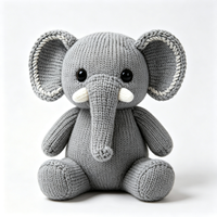 Peluche d'éléphant tricotée en forme de dessin animé, douce et mignonne, vente en gros, jouet en peluche personnalisé pour enfants, personnalisation