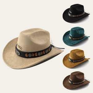 Sombreros de fieltro vintage al por mayor para hombre y mujer, modelo 2026, estilo Fedora, vaquero, con logotipo personalizado - Product Image 1