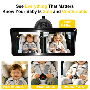 Moniteur de voiture pour bébé avec écran de 6,86 pouces et pare-soleil, moniteur de voiture orienté vers l'arrière avec vision nocturne, installation facile - Deux canaux pour <span class=keywords><strong>la</strong></span> sécurité des enfants - Product Image 3