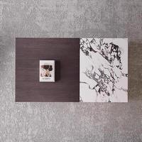 Ensembles de meubles de salon de luxe, table basse rectangulaire durable avec plateau en pierre et rangement pour la décoration moderne de la maison.