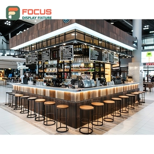 Commercial Coffee Display Cabinet Illuminated Merchandise <b>Shelf</b> <b>Walnut</b> Cafe Display Cabinet - Product Image 1