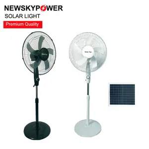 PUREVIEW Low Noise 16 inches AC/DC 15watts Solar Charging Pedestal Fan Solar Rechargeable Stand Fan with Solar Panel