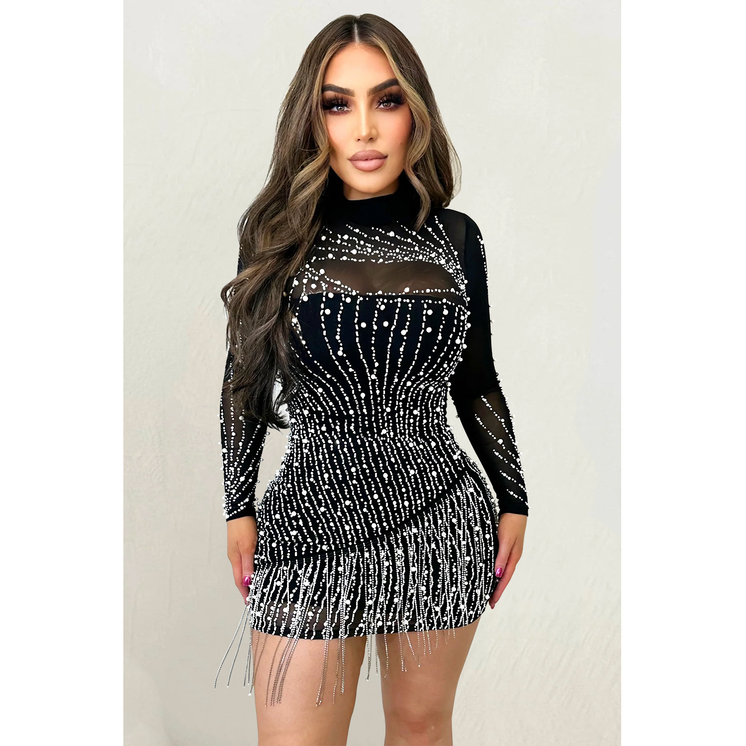 knee length dresses for ladies Black Bubble Hem Dress