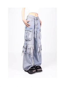 Overol Negro Estilo Americano, Estilo Urbano, Multibolsillos, Cintura Media, Jeans para Hombre y <span class=keywords><strong>Mujer</strong></span>, Nuevo Modelo 2025, <span class=keywords><strong>Pantalones</strong></span> Anchos y Holgados - Product Image 4
