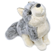 Peluche loup gris réaliste assis, personnalisable, fabrication OEM/ODM CE CPC, jouets en peluche doux