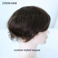 Système capillaire Premium Q6 # Prothèse capillaire pour homme en cheveux humains vierges indiens, base en dentelle suisse, bords en PU, légère, avec ligne de cheveux naturelle