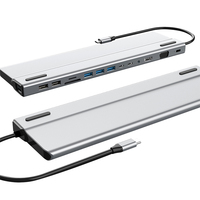 BASIX Aluminium Shell Multifungsi OTG 4K 1080P USB 3.0 Hub 10-Port untuk Komputer, Ponsel, Laptop