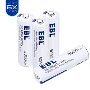 EBL-Mini batería de litio de 1,5 voltios, AA, 3000mAh