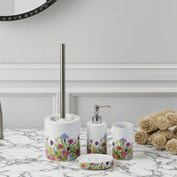 BX Ensemble de salle de bain en céramique Coffret cadeau 4 pièces avec porte-brosse de toilette