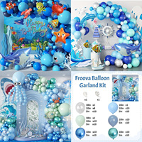 Set Balon Foil Aluminium Bertema Hewan Kartun Laut untuk Dekorasi Gapura & Latar Belakang Pesta Ulang Tahun Anak