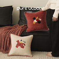 Housse de coussin de canapé moderne pour festival, motif animalier coloré brodé cheval, taie d'oreiller décorative pour salon et maison